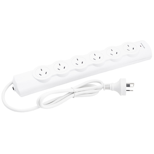 6 Outlet Power Board with Surge and Overload Protection