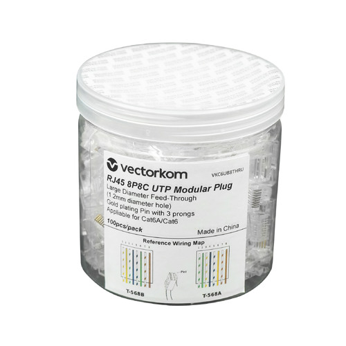 Cat6 RJ45 UTP Plugs. 100 Pieces.